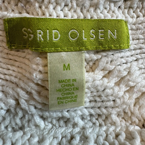 Sigrid Olsen Women's Cream Off White Boat Neck Cotton Sweater Size Medium - Picture 3 of 7